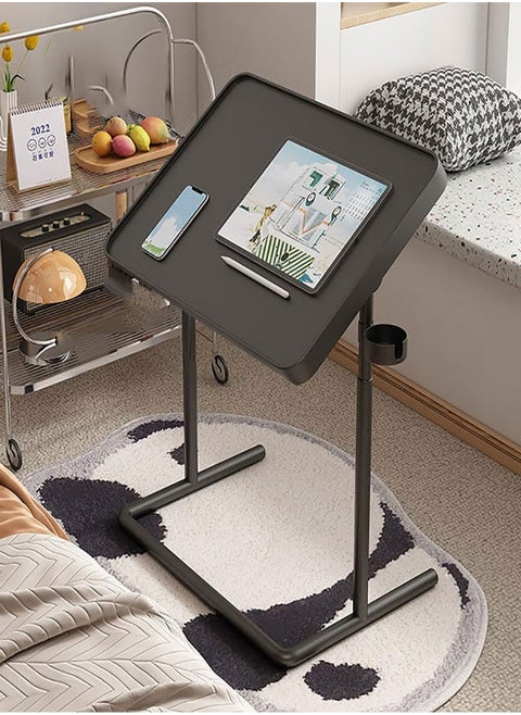 Standing Laptop Desk Small Computer Table with Magnetic Desktop Adjustable Laptop Table Desk Foldable End Side Table Bed Tray Table for Working&Eating(Black)