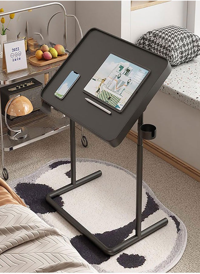 GoldenLike - Standing Laptop Desk Small Computer Table with Magnetic Desktop Adjustable Laptop Table Desk Foldable End Side Table Bed Tray Table for Working&Eating(Black) - Image 1