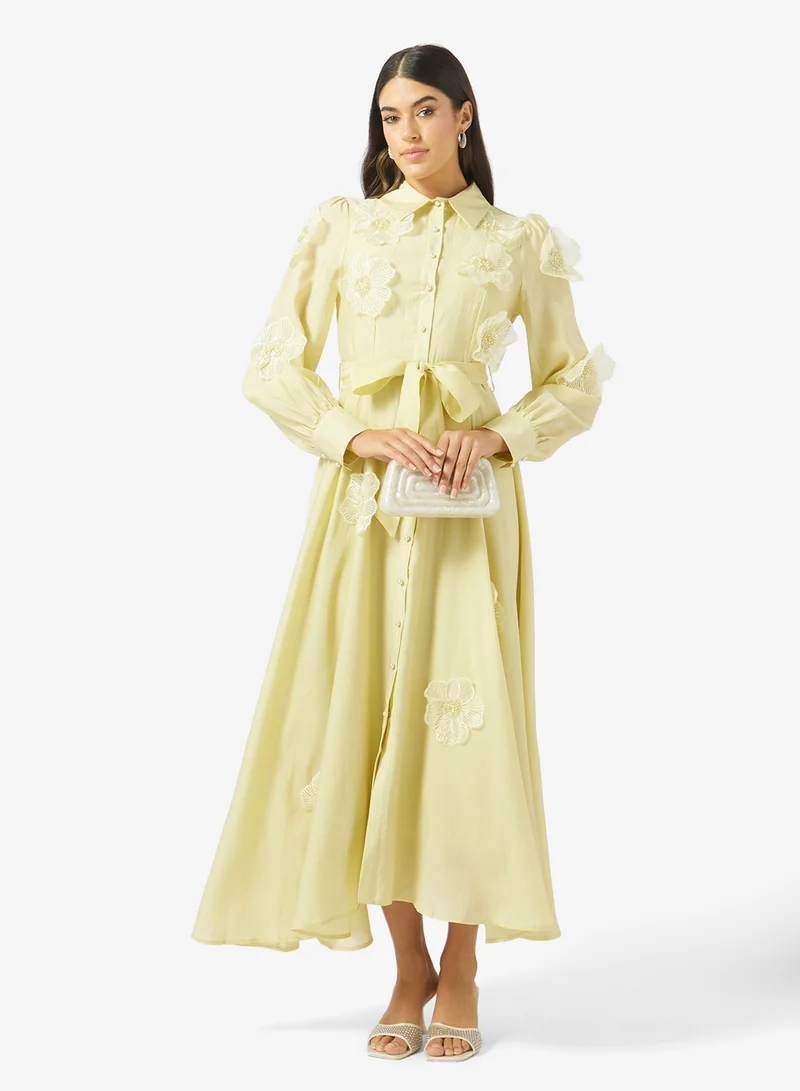 Khizana  A-line Dress With 3D Floral Applique for Women | Best Price UAE