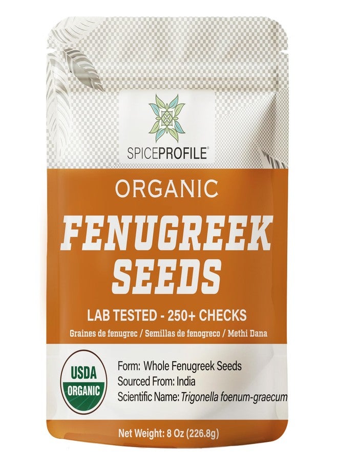 Spice Profile USDA Organic Fenugreek Seeds, Lab Tested for Heavy Metals, Resealable 8 oz Pouch, Methi, Semillas de Fenogreco - Image 1