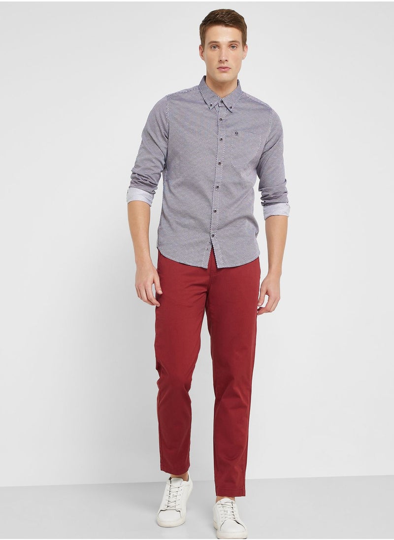 Thomas Scott - Men Mid-Rise Classic Slim Fit Easy Wash Trousers - Image 1