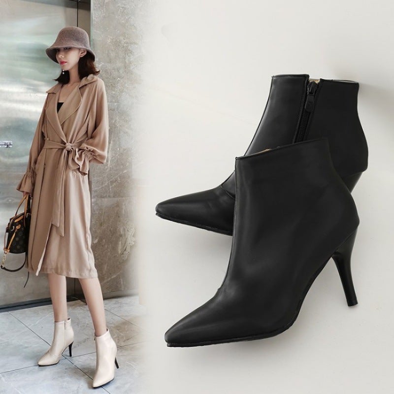Women'S Boots High-Heeled Fashion Pointed Thin-Heeled Short Boots Women'S Boots Side Zipper Size 30-48 Yards - Image 2