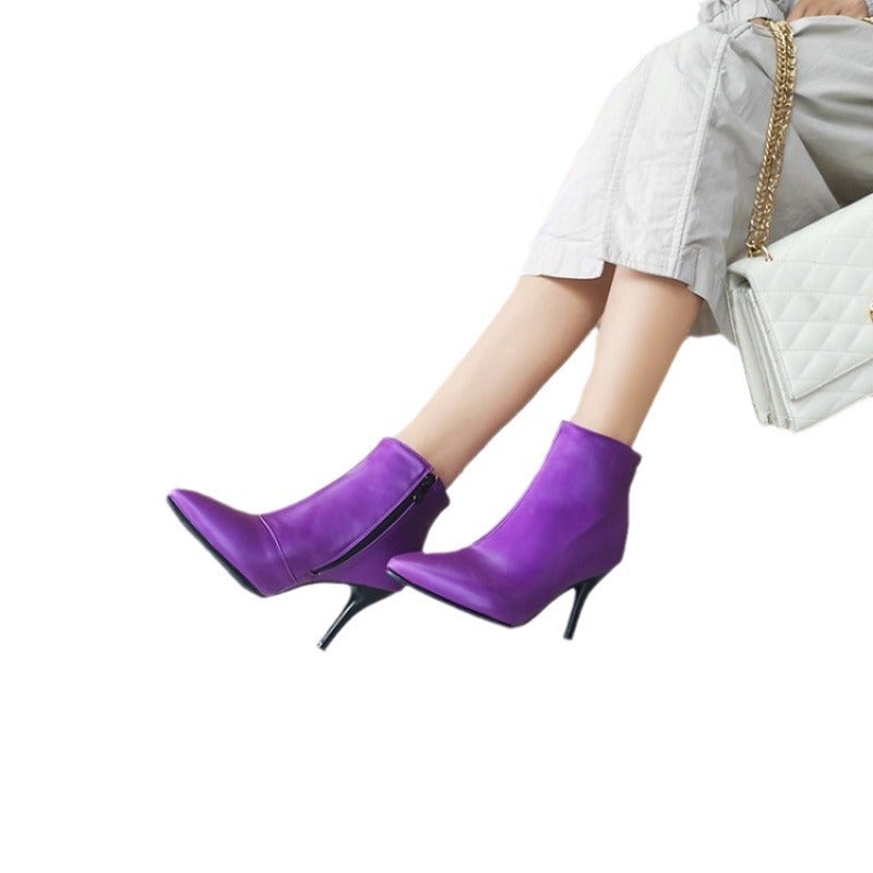 Women'S Boots High-Heeled Fashion Pointed Thin-Heeled Short Boots Women'S Boots Side Zipper Size 30-48 Yards - Image 5