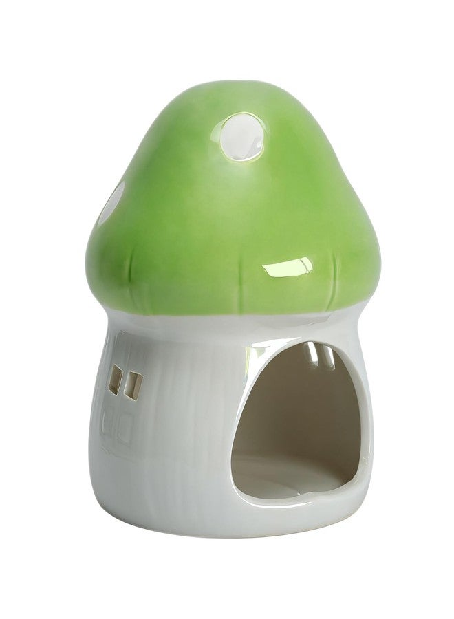 AnRui Ceramic Mushroom Aquarium Decor Cute Mini House Betta Fish Tank Accessories Decoration Hideaway Hideout Cave Ornament for Small Fish, Shrimp, Goldfish and Reptiles (Green, Large) - Image 1