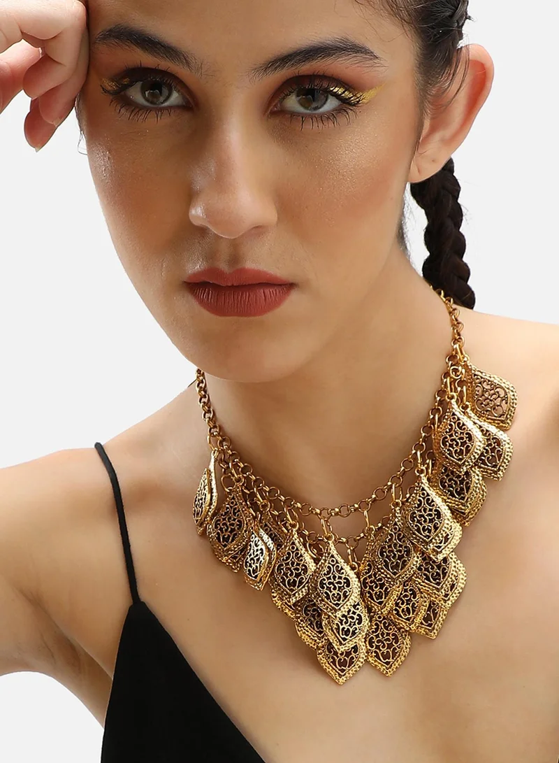 سوهي قلادة حجرية مصممة للحفلات مطلية بالذهب