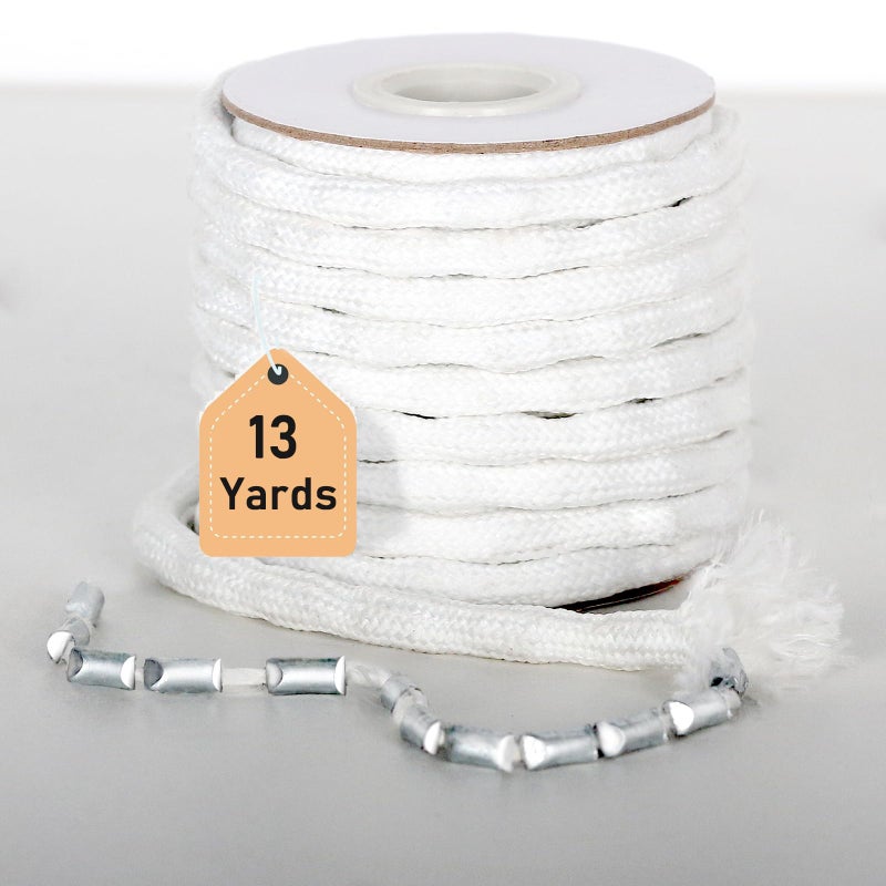 Tusirgre 13Yard Shower Curtain Weights Tape, Drapery Weight Rope, Heavy Drapery Weights for Indoor Tulle Fabrics, Weighted Lead Rope Increase Curtain Weight, DIY Length Curtain Accessories - Image 1
