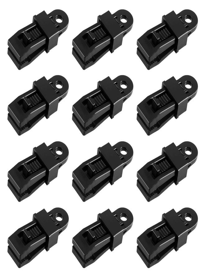 TRIWONDER Tarp Clips Heavy Duty Lock Grip Thumb Screw Tent Awning Tarp Clamps Set Reusable for Camping Canopy Outdoor Caravan (Black - 12 Pcs) - Image 1