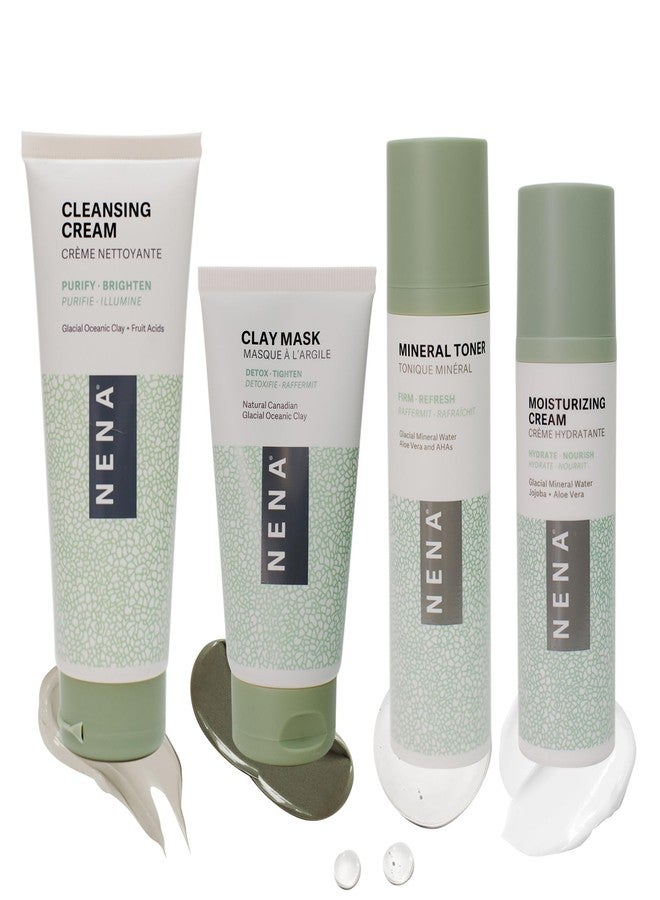 NENA Skincare Natural Skincare Kit - Cleansing Cream Face Wash - Clay Mask for Face - Mineral Hydrating Toner - Moisturizing Cream - Vegan - 4 Pc - Image 2