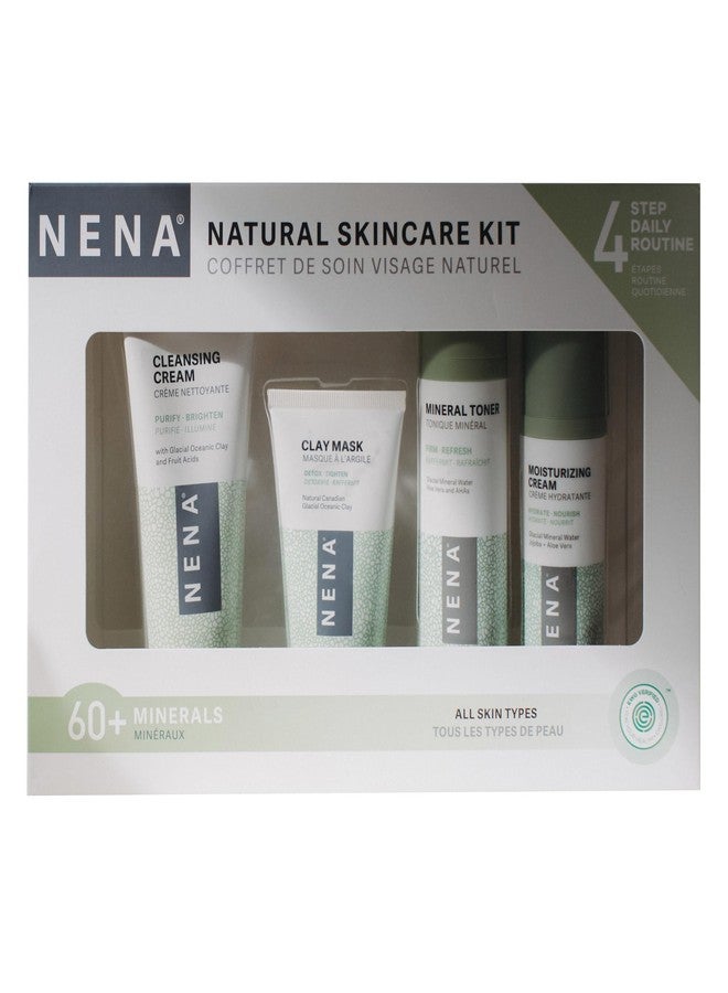 NENA Skincare Natural Skincare Kit - Cleansing Cream Face Wash - Clay Mask for Face - Mineral Hydrating Toner - Moisturizing Cream - Vegan - 4 Pc - Image 1