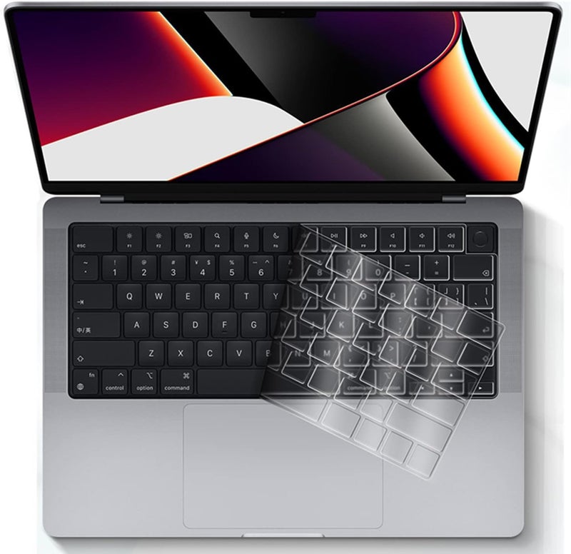 OJOS Keyboard Cover for 2026 2025 2024-2021 M5 M4 M3 M2 M1 MacBook Air 13.6" 15" A3240 A3113 A2681 A3241 A3114 A2941,Pro 14" 16" A3434 A3112 A3185 A3401 A3403 A2442 Ultra-Thin Protector Skin-Clear - Image 1
