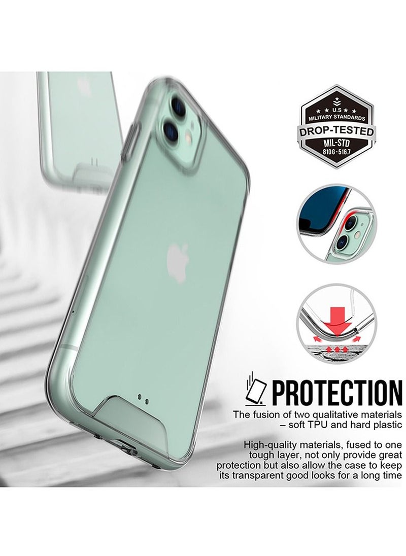 Generic - Case Transparent Mental Button Space Heavy Duty Shockproof Crystal 2 IN 1 Shockproof Case For IPhone Xs Max - Image 1