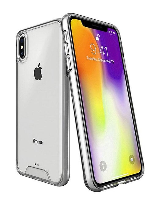 Case Transparent Mental Button Space Heavy Duty Shockproof Crystal 2 IN 1 Shockproof Case For IPhone Xs Max