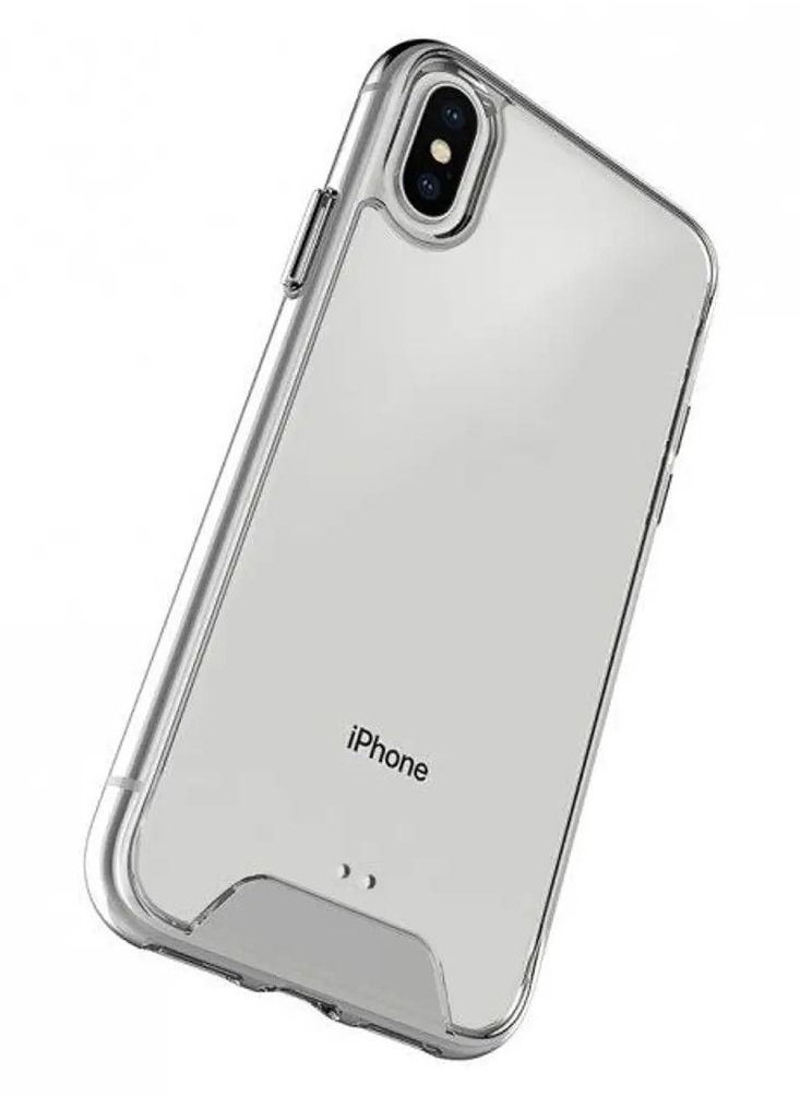 Generic - Case Transparent Mental Button Space Heavy Duty Shockproof Crystal 2 IN 1 Shockproof Case For IPhone Xs Max - Image 1