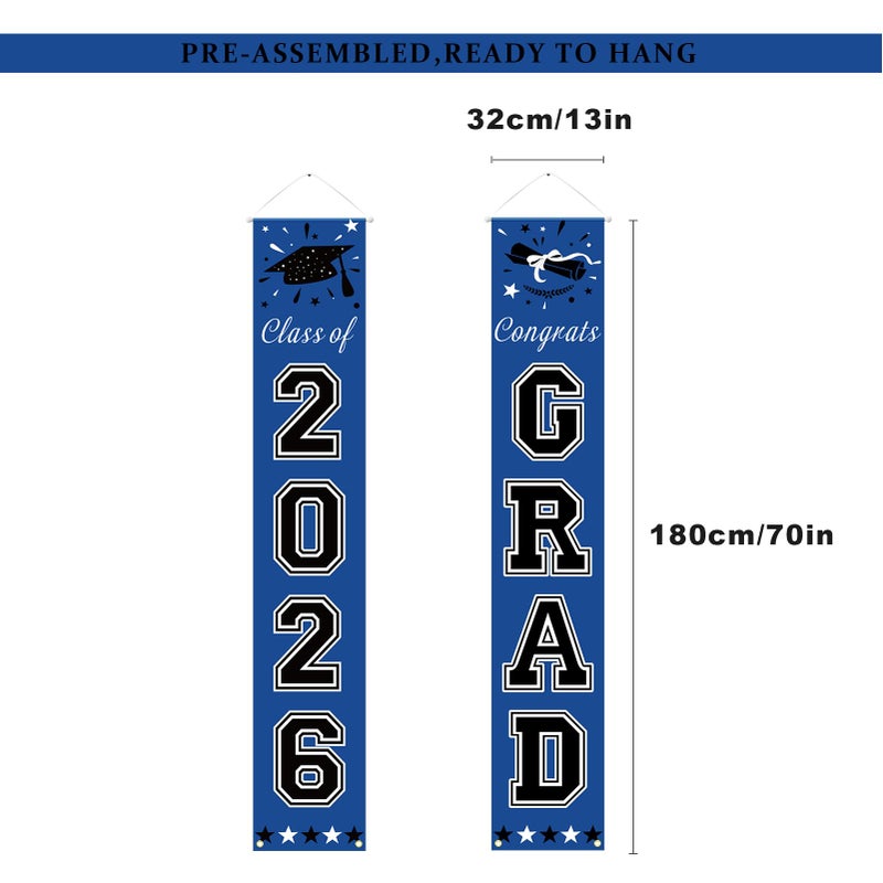 DAZONGE 2026 Graduation Decorations Blue, Congrats Grad Porch Banner for Any Schools or Grades 2026 Graduation Party Decorations - Image 3