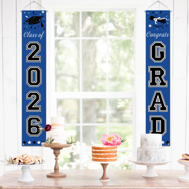 DAZONGE 2026 Graduation Decorations Blue, Congrats Grad Porch Banner for Any Schools or Grades 2026 Graduation Party Decorations - Image 5