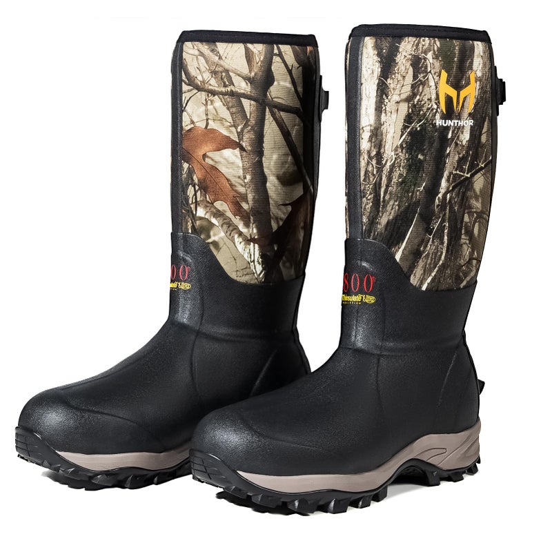 Hunthor Hunting Boots for Men with 800g Insulated Neoprene, Waterproof Rubber Winter Boots with Steel Shank & Slip-Resistant for Hunting and Cold Weather Size 11 Black - Image 1