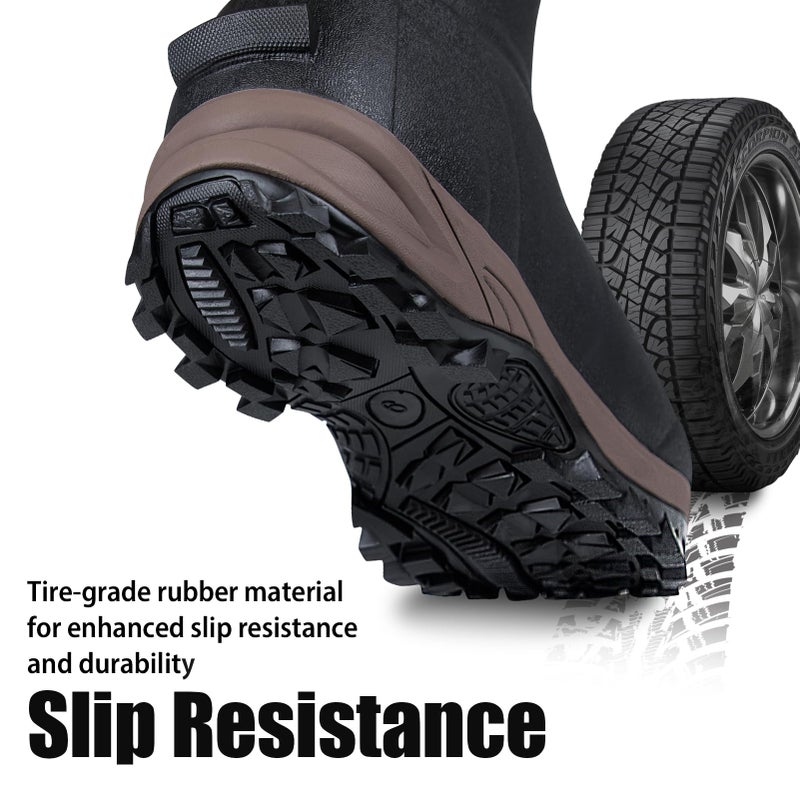 Hunthor Hunting Boots for Men with 800g Insulated Neoprene, Waterproof Rubber Winter Boots with Steel Shank & Slip-Resistant for Hunting and Cold Weather Size 11 Black - Image 2