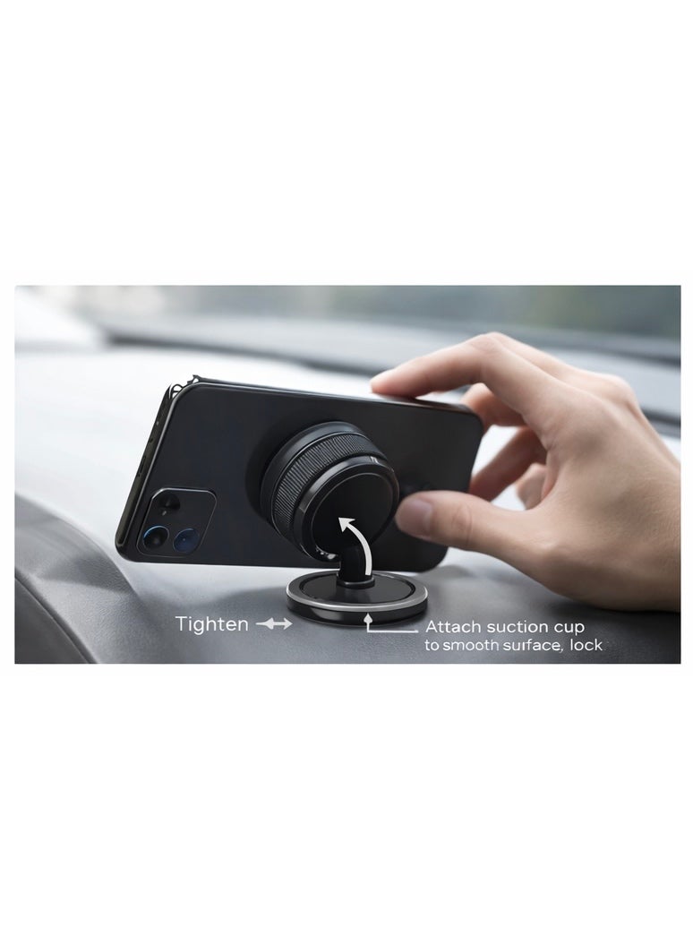 K10a Vacuum Suction Magnetic Mobile Phone Holder – 360° Rotation, Strong Suction, Universal Car Dashboard Mount - Image 1