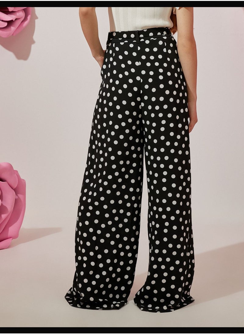 KOTON - High Rise Wide Leg Polka Dot Trousers - Image 1