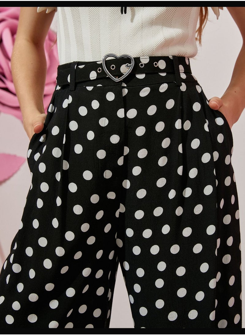 KOTON - High Rise Wide Leg Polka Dot Trousers - Image 1