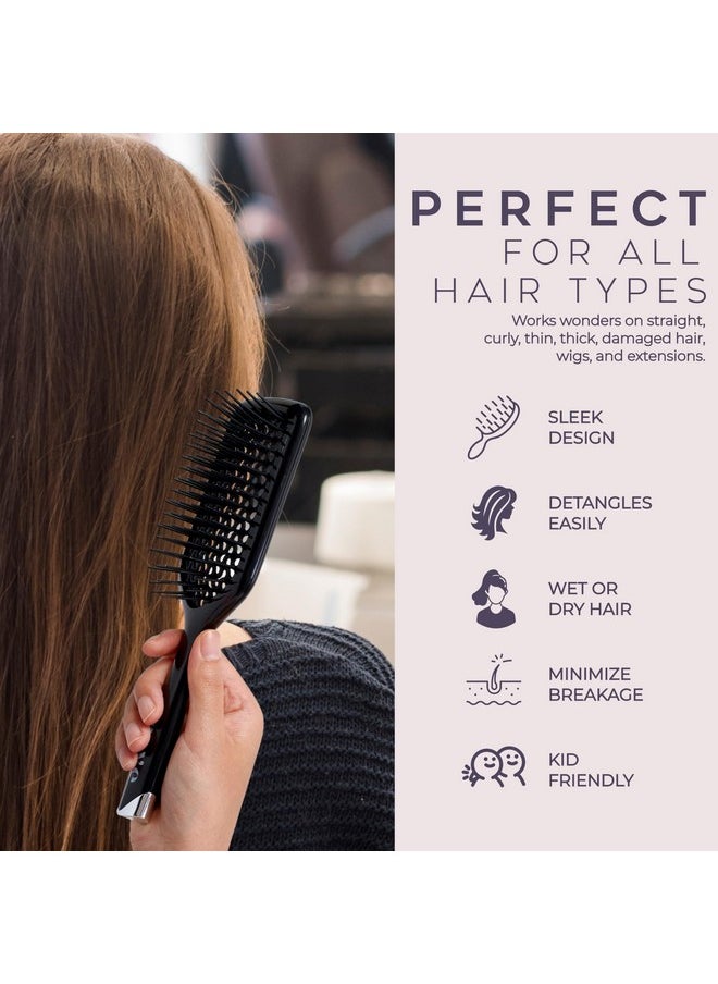 Crave Naturals - Detangler Brush With Vents - Lightweight Wet And Dry Detangling Hair Brush - Travel-Friendly Curly Hair Brush With Vented Cushion And Gentle Bristles Hair Dryer Brush - Black - Image 1