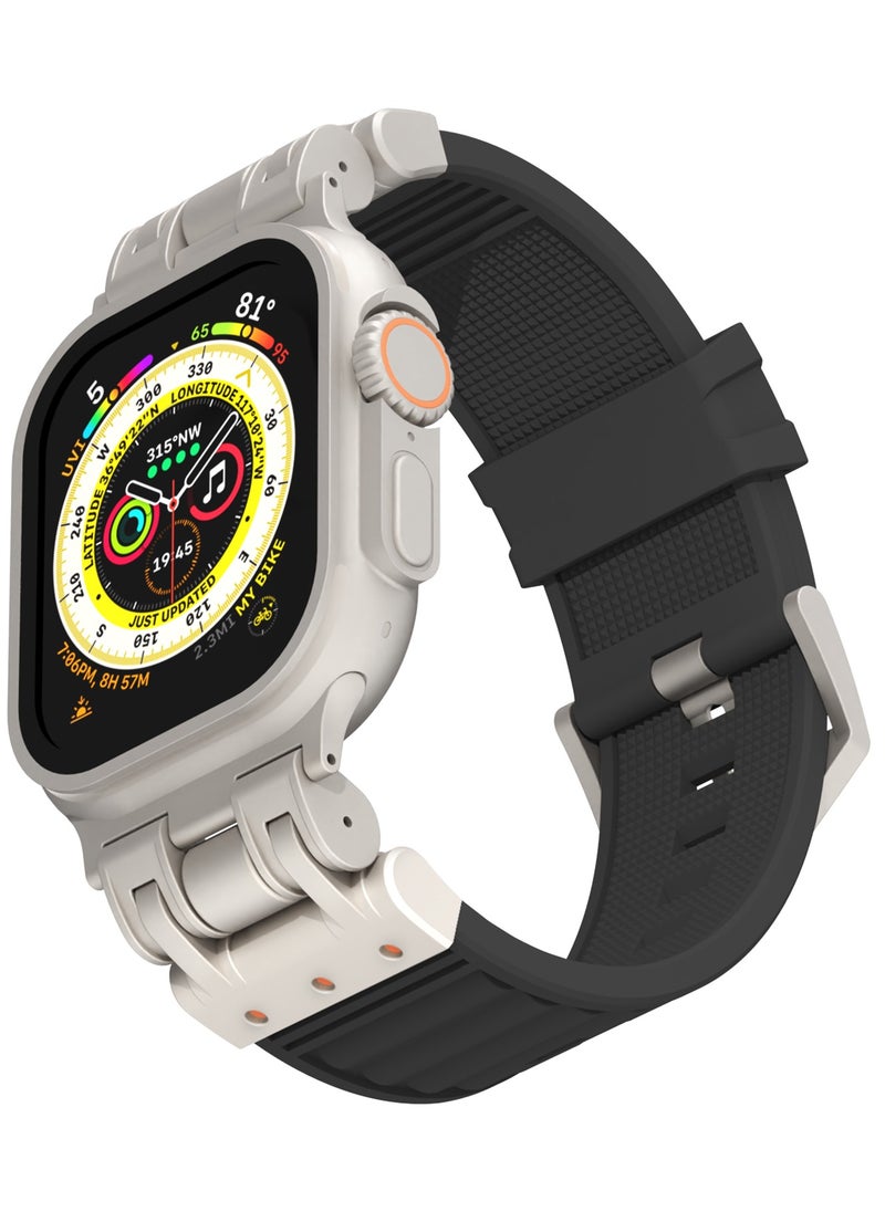 keloray - Rubber Sport Strap Compatible with Apple Watch Series Ultra 2 | 9 | 8 Ultra | 8 | 7 | 6 | 5 49/45/44/42 mm, Luxury Rubber Strap with Metal connector - Image 1