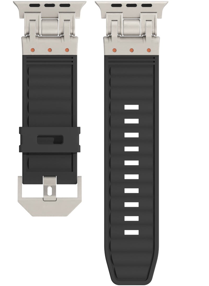 keloray - Rubber Sport Strap Compatible with Apple Watch Series Ultra 2 | 9 | 8 Ultra | 8 | 7 | 6 | 5 49/45/44/42 mm, Luxury Rubber Strap with Metal connector - Image 1