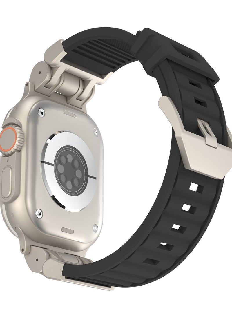 keloray - Rubber Sport Strap Compatible with Apple Watch Series Ultra 2 | 9 | 8 Ultra | 8 | 7 | 6 | 5 49/45/44/42 mm, Luxury Rubber Strap with Metal connector - Image 1