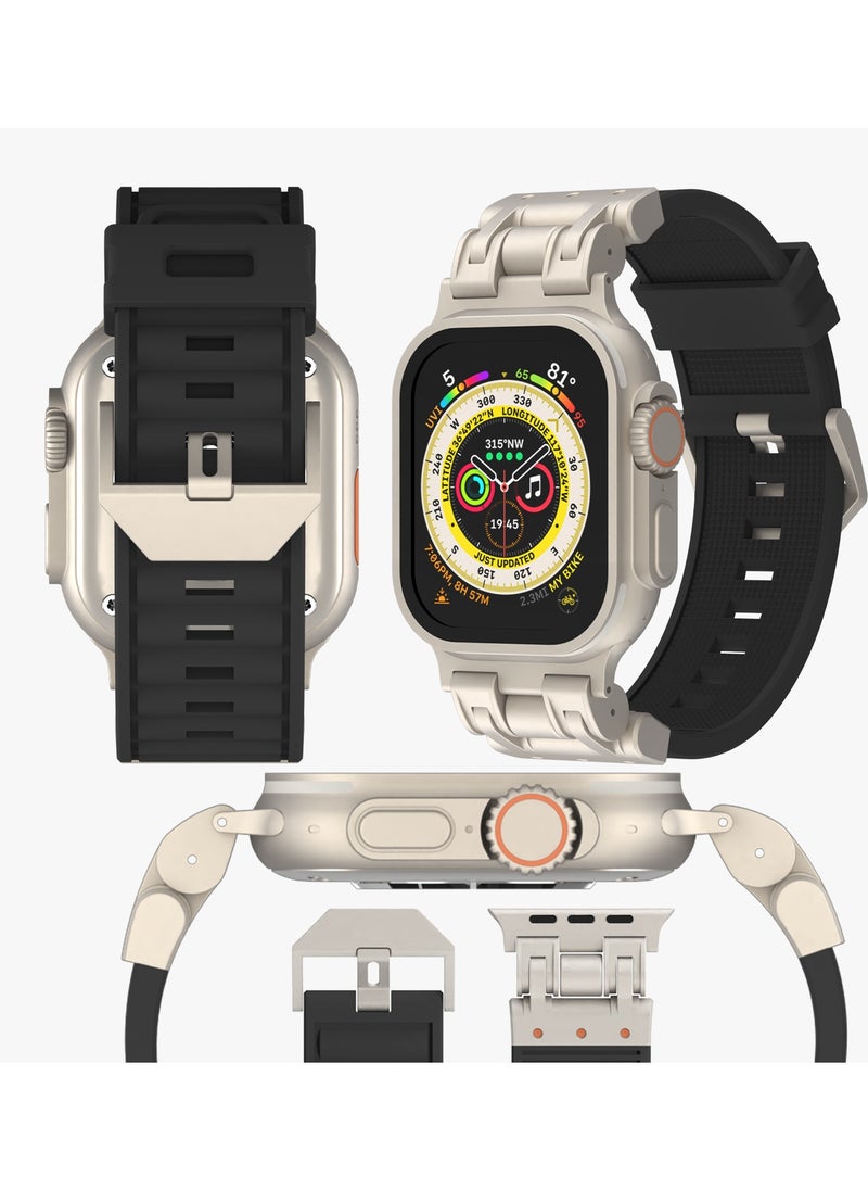 keloray - Rubber Sport Strap Compatible with Apple Watch Series Ultra 2 | 9 | 8 Ultra | 8 | 7 | 6 | 5 49/45/44/42 mm, Luxury Rubber Strap with Metal connector - Image 1