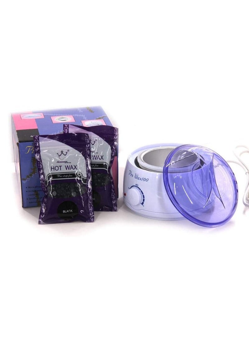 Prowax 100 - Pack Of 2 Hair Waxing Machine With Black Waxes White/Purple/Black - Image 1
