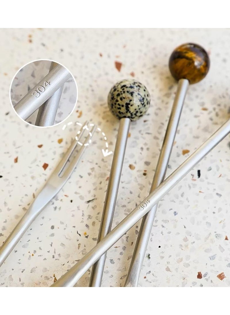 Generic Coffee stirrer spoon-Natural raw stone 304 stainless steel round coffee stirrer spoon  - Image 2