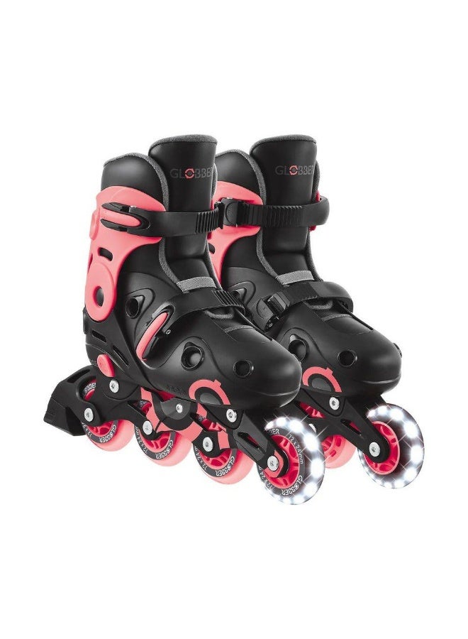 GLOBBER زلاجات جلوبير القابلة للتعديل مع أضواء (EU 34–37، وردي/أسود) - Image 1