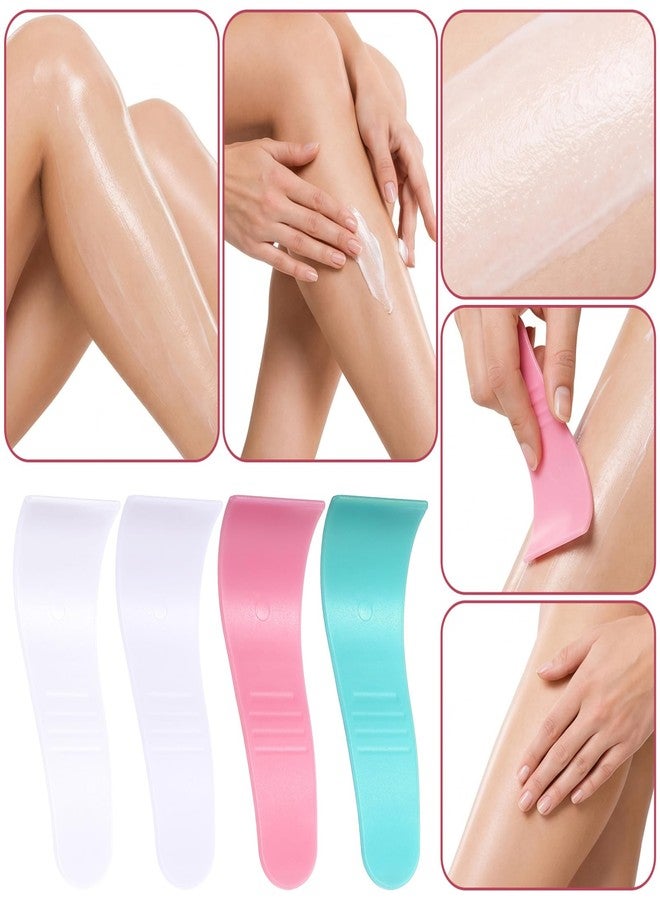 Wanmu 20Pcs Portable Hair Wax Cleansing Spatulas Reusable Wax Sticks Mask Scraper Plastic Waxing Applicator & Depilatory Creams Hair Waxing Removal Beauty Tools (White, Pink, Green, Clear - Image 3