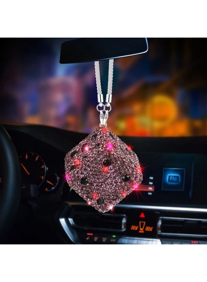 Royal Blue Handmade Water Drill Dice Car Rearview Mirror Pendant with Stainless Steel Chain - Image 5