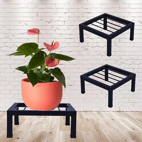 D&V ENGINEERING - Creative in innovation D&V Engineering Heavy Duty Metal Planter Stand | Flower Pot Stand | Plant Stand for Indoor & Outdoor | Sturdy Iron Rack | Balcony & Garden Plant Holder | Water Dispenser Stand, Black - Pack of 2 - Image 1