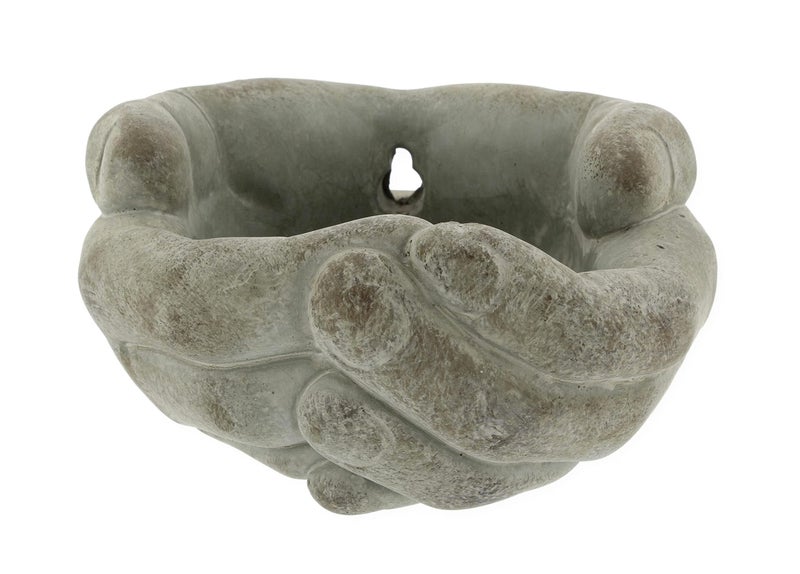 The Bridge Collection Cupped Hands Sculpture Cement Wall Planter Pot - Image 1