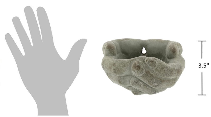 The Bridge Collection Cupped Hands Sculpture Cement Wall Planter Pot - Image 3