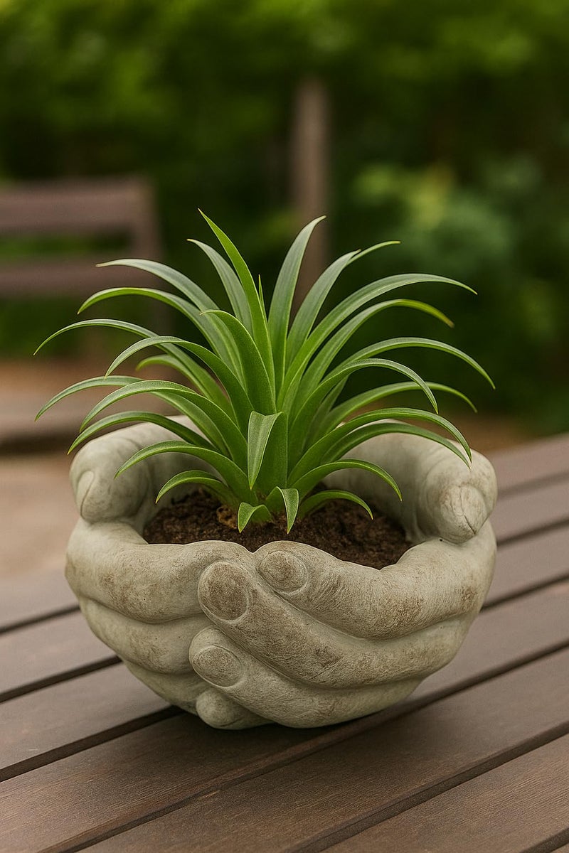 The Bridge Collection Cupped Hands Sculpture Cement Wall Planter Pot - Image 5