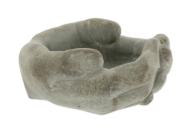 The Bridge Collection Cupped Hands Sculpture Cement Wall Planter Pot - Image 2