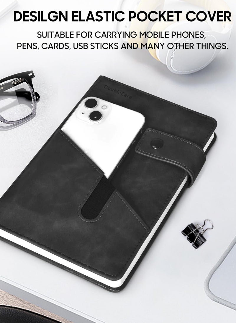 Jolley A5 Vegan Leather Hard Paste with Divider, Hardcover Notebook with Pocket, Ruled Notepad School Supplies Office with Pen, Office, Business Travel, for Men Women (Black) - Image 3