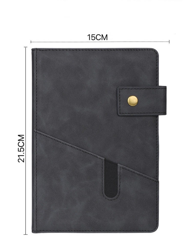 Jolley A5 Vegan Leather Hard Paste with Divider, Hardcover Notebook with Pocket, Ruled Notepad School Supplies Office with Pen, Office, Business Travel, for Men Women (Black) - Image 4