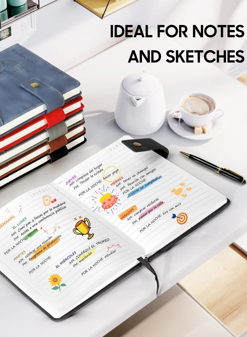 Jolley A5 Vegan Leather Hard Paste with Divider, Hardcover Notebook with Pocket, Ruled Notepad School Supplies Office with Pen, Office, Business Travel, for Men Women (Black) - Image 5