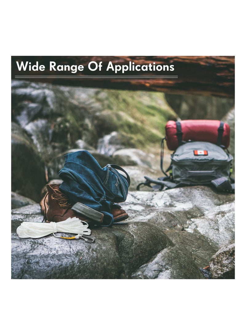 Zikra حبل بولي بروبيلين مضفر مجوف مع خطاف زنبركي لنجمة الطفو، واقي الحياة في المسبح، ومرساة القارب - مقاوم للصدأ والتآكل، 15 م (16.4 ياردة)، أبيض (1 عبوة) - Image 5