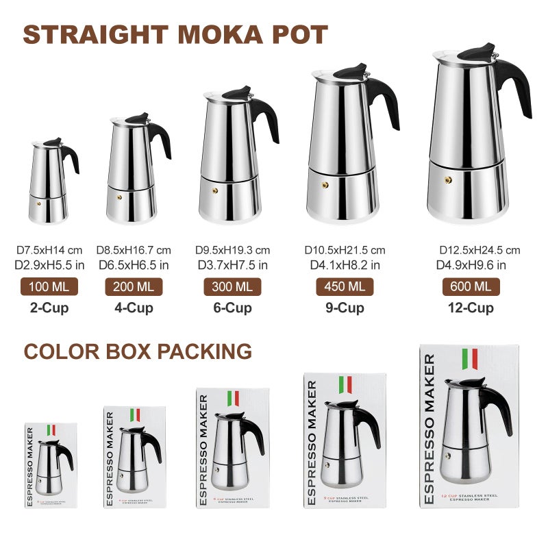 DITOSH 2 Cup Stovetop Espresso Maker Stainless Steel Moka Pot Stove Top Percolator Italian Coffee Makers Capable Mocha Greca Machine Cafe Classic Induction Cookers for Home and Camping 100ml 3.3oz - Image 2