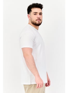 Maserati Men Crew Neck Short Sleeve Brand Logo T-Shirt, White  - Image 3