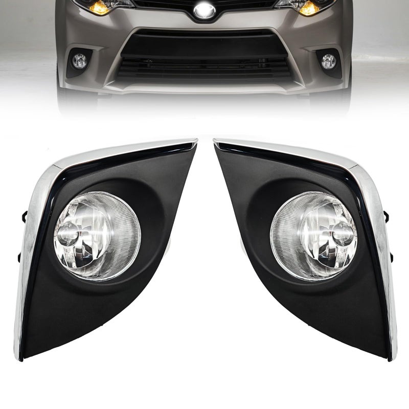 WILD BEAR Fog Lights Compatible with 2014 2015 2016 Corolla Altis CE ECO L LE (Not Fit for SE/S type) Lamp (Chrome Ring) - Image 1