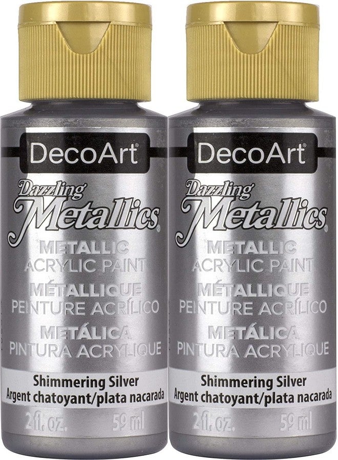 DecoArt Dazzling Metallics Acrylic Paint 2oz-Shimmer Silver - Image 1
