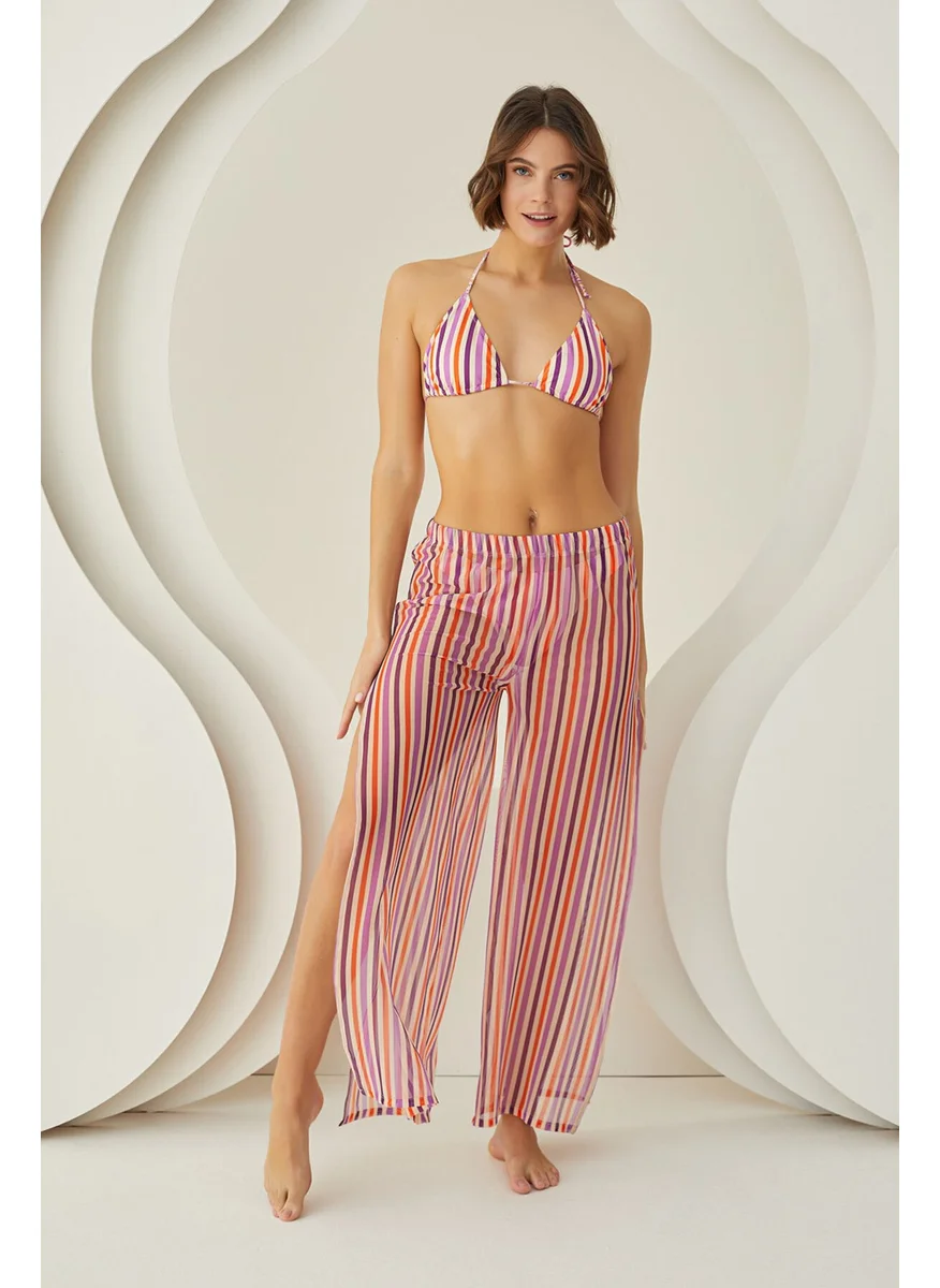 لويا Colorful Stripes Slit Pareo Trousers