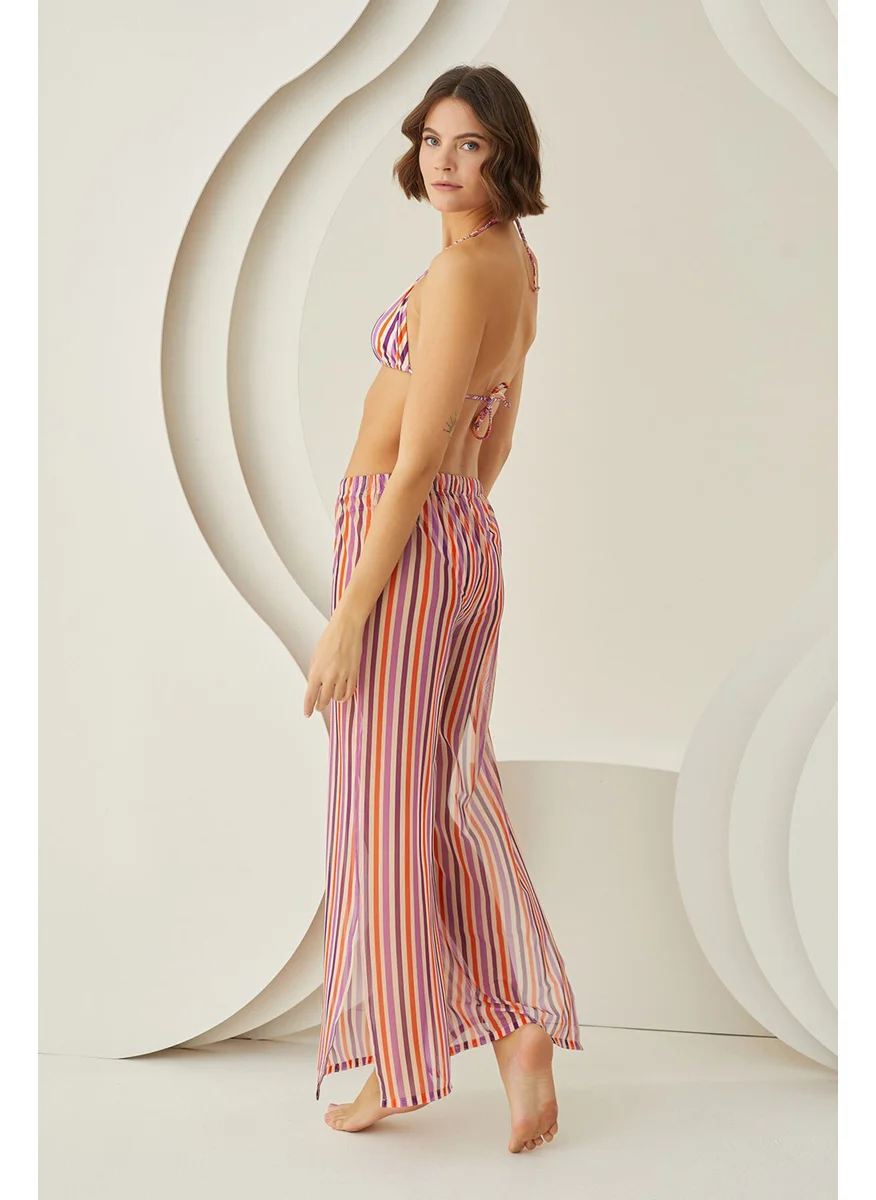 لويا Colorful Stripes Slit Pareo Trousers