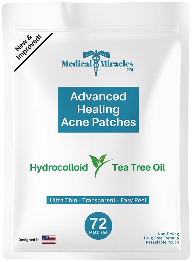 Medical Miracles Maximum Strength Hydrocolloid Acne Remover Sticker Dots, 72 Pack | Face Healing Dot Treatment May Aid in Absorbing Zits, Pimples, Cystic Spots, Blemish Tea Tree Therapy Covers All Skin Types - Image 1